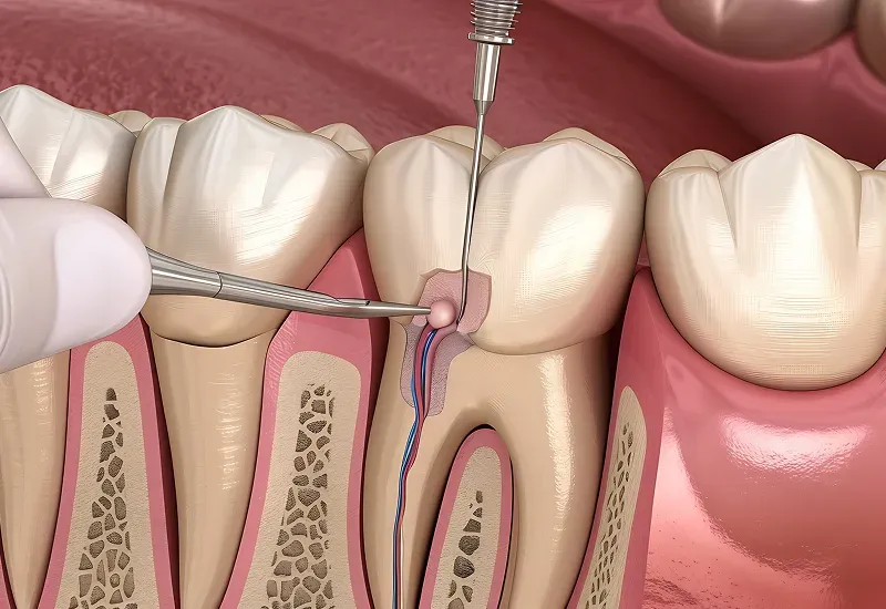 Root Canal in Union City procedure showing tooth pulp treatment Noble Dental Care